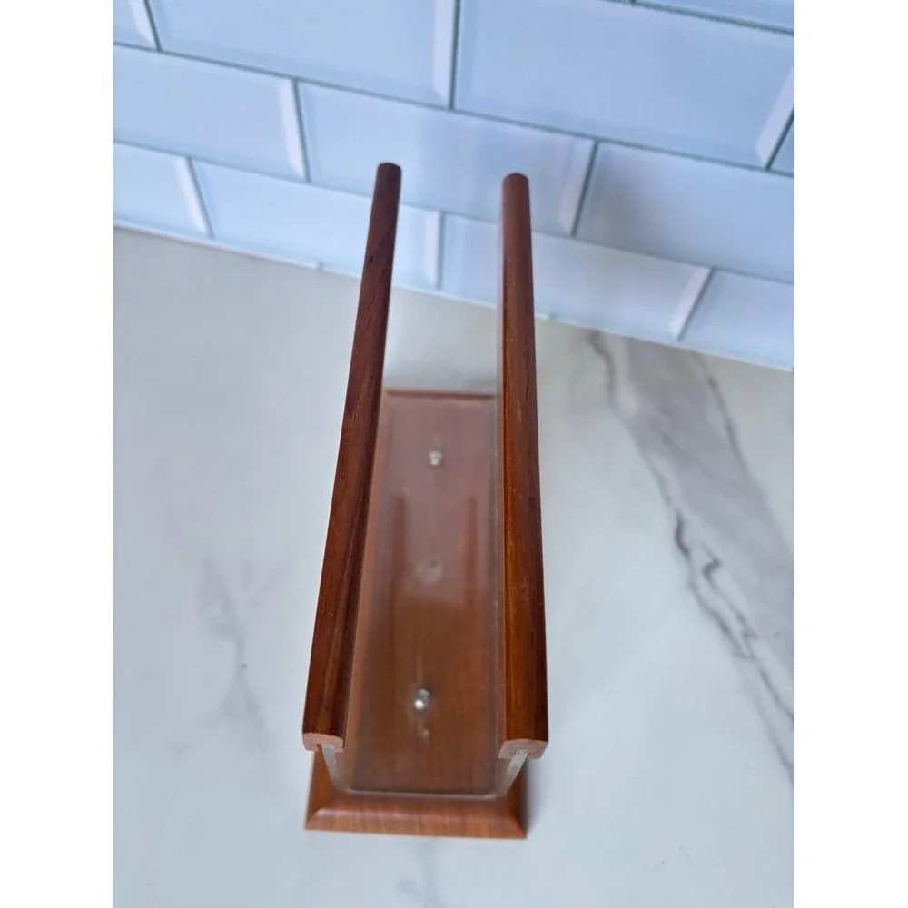 Dolphin Genuine Teakwood Lucite Napkin Holder Mid Century Modern MCM Thailand